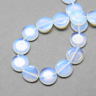 Flat Round Opalite Opal Stone Beads Strands G-S110-14mm-25-1