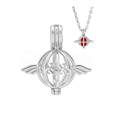 1Pc 925 Sterling Silver Hollow Bead Cage Pendants STER-PH0003-81P-1