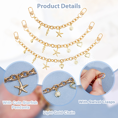 3Pcs Aluminum Cable Chains Bag Extender Chains HJEW-HS00048-1