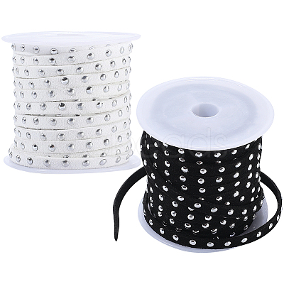 2 Rolls 2 Colors Faux Suede Cord with Aluminum Rivets OCOR-CY0001-03P-1