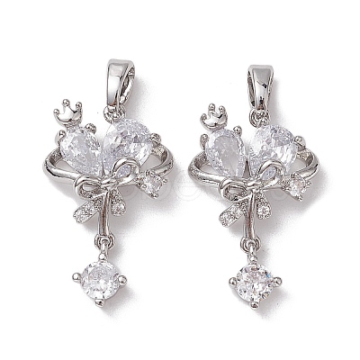 Brass Micro Pave Clear Cubic Zirconia Pendants KK-K360-10P-1
