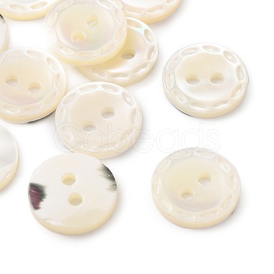 Natural Shell Flat Round Buttons with Carved Rim Recessed Center SH-CBA18B6-02B-03-1