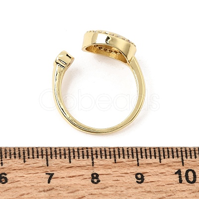 Brass Micro Pave Cubic Zirconia Open Cuff Rings CU-CBA4898-08G-09-1
