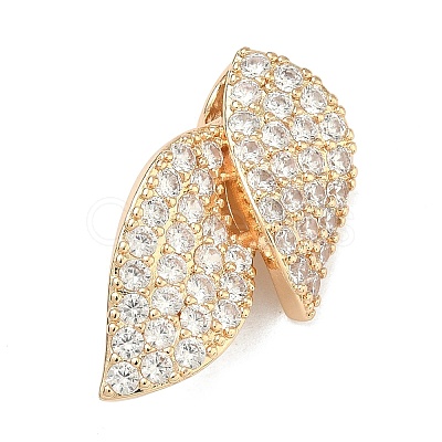 Leaf Brass Micro Pave Cubic Zirconia Enhancer Shortener Bails KK-F934-07D-G-1