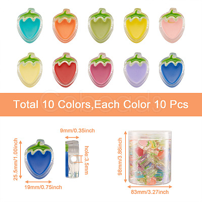 Craftdady 100Pcs 10 Colors Transparent Enamel Acrylic Beads TACR-CD0001-07-1