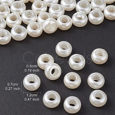 ABS Plastic Imitation Pearl Rondelle Large Hole European Beads MACR-YW0002-87-1