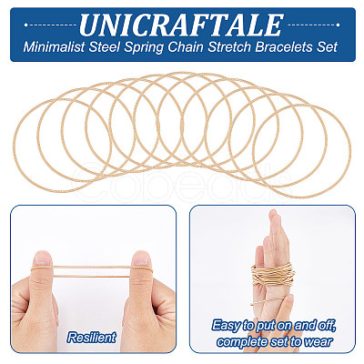60Pcs Minimalist Steel Spring Chain Stretch Bracelets Set TWIR-UN0001-12KCG-1