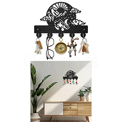 Wood & Iron Wall Mounted Hangers HJEW-WH0055-223-1