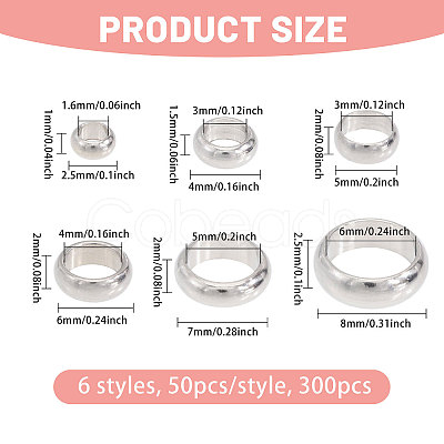 300Pcs 6 Styles 304 Stainless Steel Beads STAS-CA0002-47-1