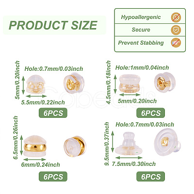 24Pcs 4 Styles Brass Ear Nuts FIND-TA0006-59-1