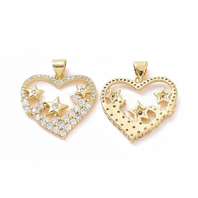 Brass Cubic Zirconia Pendants ZIRC-I062-10G-1