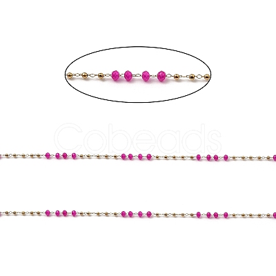 Rondelle Glass Beaded Link Chains CHS-G028-07G-03-1