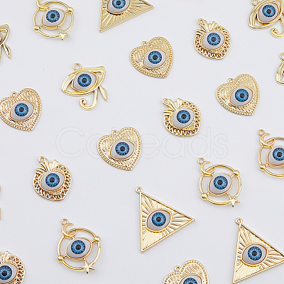 DICOSMETIC 30Pcs 5 Styles Rack Plating Alloy Enamel Evil Eye Pendants FIND-DC0002-43-1