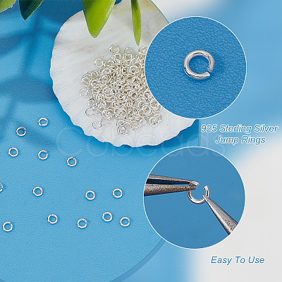 Anti-Tarnish 200Pcs Rhodium Plated 925 Sterling Silver Open Jump Rings STER-PH0001-50-1