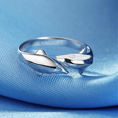 Simple Fashion Style Brass Dolphin Lover Cuff Rings RJEW-EE0002-003P-B-1