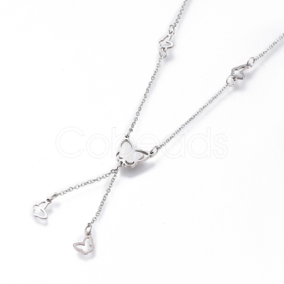 304 Stainless Steel Butterfly Lariat Necklaces NJEW-I240-17-1