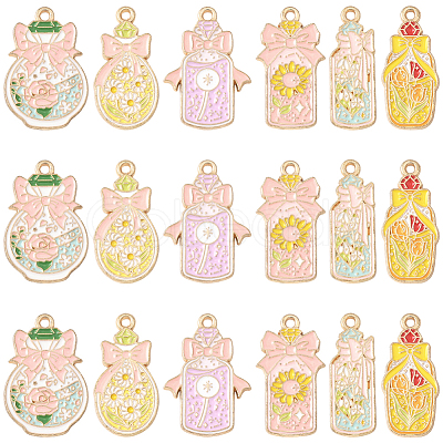 24Pcs 6 Styles Zinc Alloy Enamel Pendants FIND-SC0020-77-1