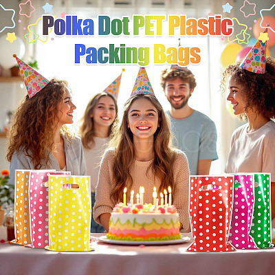 Polka Dot PET Plastic Packing Bags with Die Cut Hole Handle ABAG-TADJ0002-001B-1