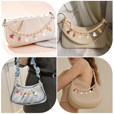 2Pcs Alloy Enamel Carrot Rabbit Tassel Iron Chain Bag Decorative Chains AJEW-BBC0001-07-1