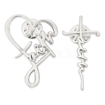 4Pcs 2 Styles Faith Theme Zinc Alloy Brooch JEWB-CA0001-90-1