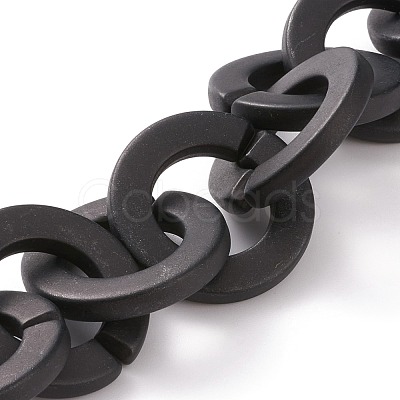 Handmade Opaque Spray Painted Acrylic Round Link Chains AJEW-JB00846-03-1
