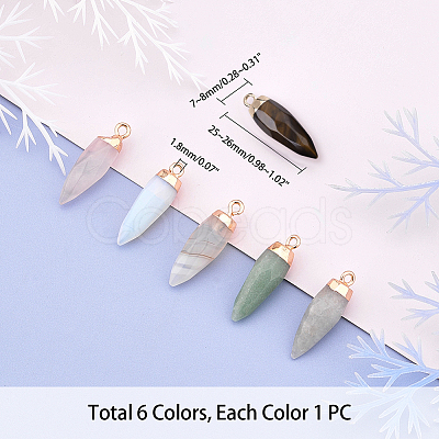 Top Golden Plated Natural & Synthetic Mixed Gemstone Pointed Pendants G-PH0001-05-1