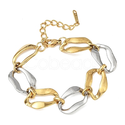 Two Tone 304 Stainless Steel Twisted Cable Chain Bracelets for Women BJEW-A169-08GP-1
