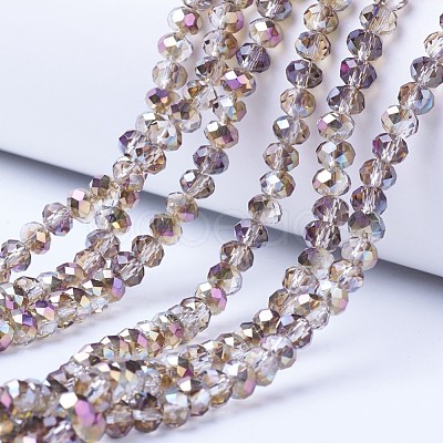 Electroplate Transparent Glass Beads Strands EGLA-A034-T4mm-Z02-1