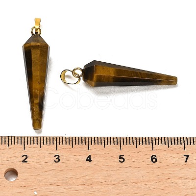 Natural Tiger Eye Pointed Pendants G-D089-01G-03-1