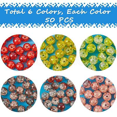 300Pcs 6 Colors Spray Painted Crackle Glass Beads CCG-SZ0001-11B-1