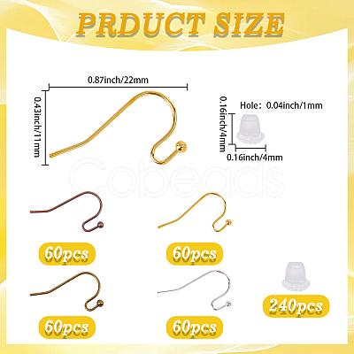 60Pcs Brass Earring Hooks FIND-SC0020-36-1