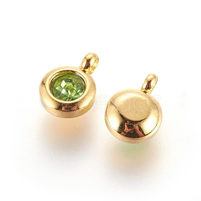 304 Stainless Steel Rhinestone Charms X-STAS-P237-10G-04-1