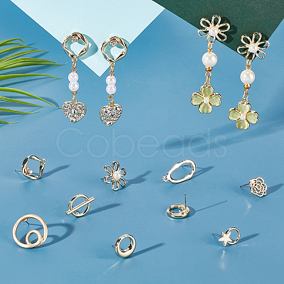 40Pcs 10 Style Alloy Stud Earring Findings FIND-PH0008-36-1