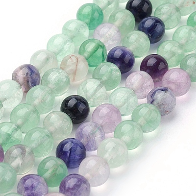 Natural Fluorite Beads Strands X-G-E112-8mm-18-1