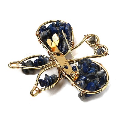 Butterfly Natural Lapis Lazuli Brooch G-A278-02G-04-1