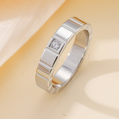 304 Stainless Steel & Cubic Zirconia Finger Rings FS-WG10832-11-1