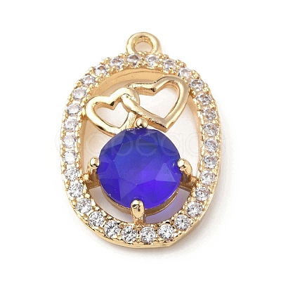 Brass with K9 Glass & Rhinestone Pendants KK-C024-08KCG-01-1