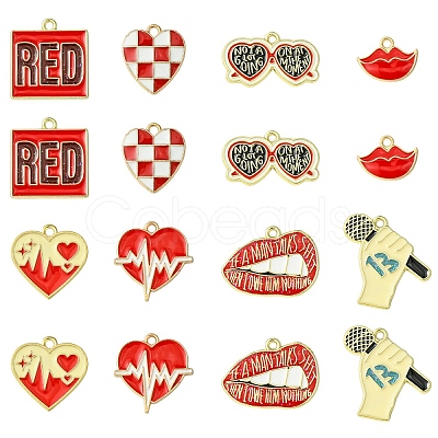 32Pcs 8 Styles Alloy Enamel Pendants ENAM-YW0005-15-1