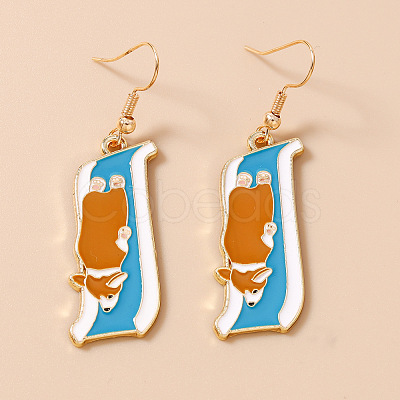 Alloy Enamel Dangle Earrings for Women WG0252C-02-1