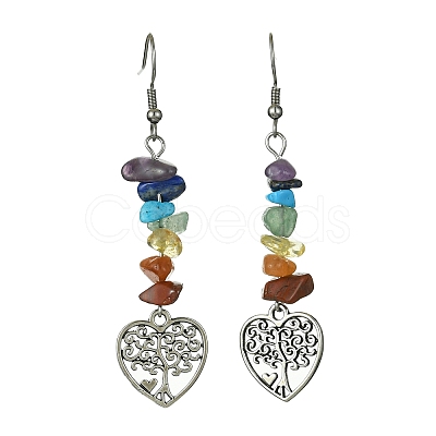 Natural & Synthetic Mixed Stone Chips Dangle Earrings EJEW-JE05390-1