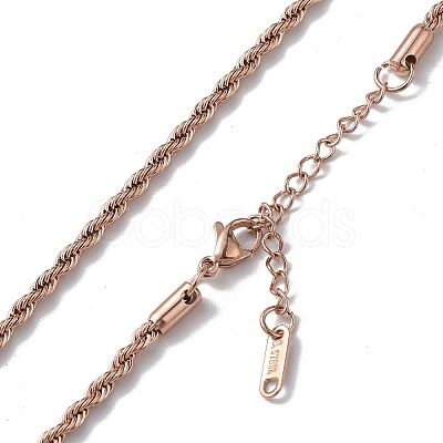 Ion Plating(IP) 304 Stainless Steel Rope Chain Necklace for Men Women NJEW-K245-023E-1