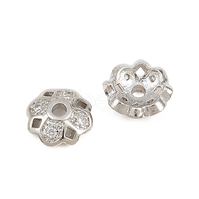 Brass Micro Clear Cubic Zirconia Bead Caps KK-CBA6A75-56P-1