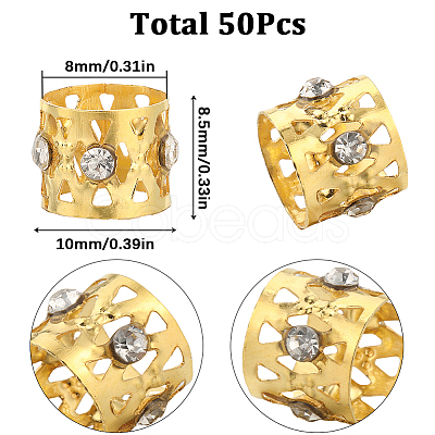 50Pcs Aluminum Dreadlocks Beads Hair Decoration OHAR-SC0001-03G-1