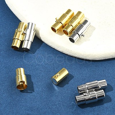 8 Sets 2 Colors Brass Locking Tube Magnetic Clasps KK-FS0001-61-1