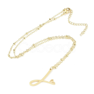 304 Stainless Steel Pendant Necklaces NJEW-H029-02G-J-1