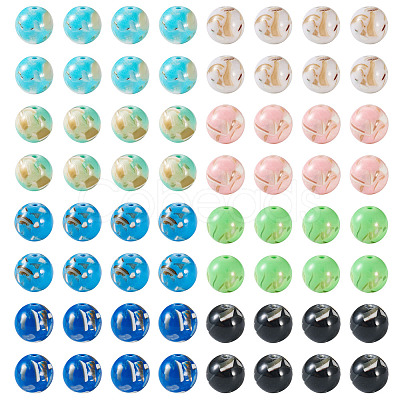120Pcs 8 Colors Assembled Synthetic Stone and Trochus Shell Beads G-TA0002-31B-1