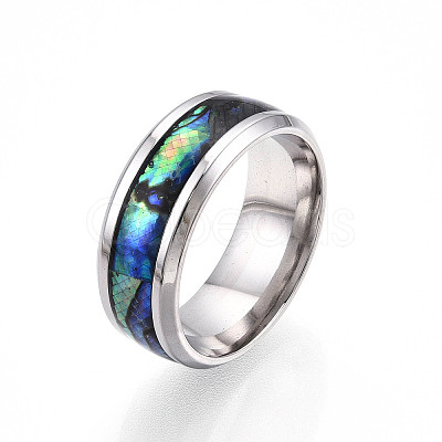 201 Stainless Steel Wide Band Finger Rings RJEW-T005-8-07-1