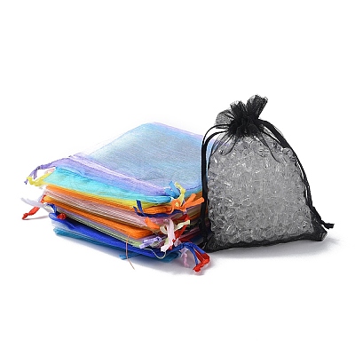 20Pcs 10 Colors Rectangle Organza Drawstring Bags CON-YW0001-31A-1