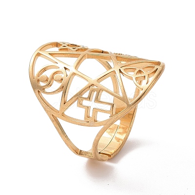 Star with Sailor's Knot & Corss & Yin Yang Adjustable Ring RJEW-P037-02G-1