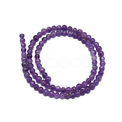 Natural Lepidolite/Purple Mica Stone Beads Strands G-M353-A01-4mm-1